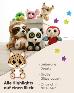 Plush Luchs Lenzo 15cm NICI - Jucarie de plus cu ochi stralucitori si detalii aurii - Img 4