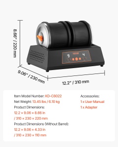 Polizor de piatra VEVOR KD-C8022, 3,63 kg, 4 viteze, negru - Img 7
