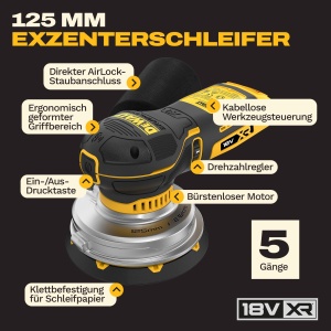 Polizor unghiular DEWALT DCW211KN-XJ, 18V, 125mm, cu geanta si discuri de slefuire - Img 2