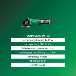 Polizor unghiular HiKOKI G13SE3, 125 mm, 1400 W, cu maner lateral - Img 3