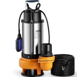 Pompă submersibilă de apă VEVOR, 2200W 60000L/H, cu cablu de 8 m și plutitor automat, oțel inoxidabil portabil pentru scurgeri murdare sau curate, inundații, iazuri de grădină goale, piscine, căzi