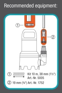 Pompa submersibila pentru apa murdara Gardena 16000: Pompa submersibila cu debit 16.000 l/h, functie automata, intrerupator plutitor cu functie de functionare continua, sistem de cuplare rapida, 450 W (9042-20) - Img 7