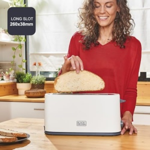 Prajitor de paine BlackDecker BXTO1001E, 1000W, 7 trepte, fanta extra larga, alb - Img 3