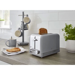 Prajitor de paine cu fante largi Swan Retro ST19010GRNEU cu 2 felii, design vintage, 3 functii: dezghetare/reincalzire/anulare, 6 controlere de nivel de paine prajita, otel inoxidabil, gri, 815W - Img 3