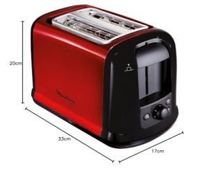Prajitor de paine Moulinex LT261D, 850W, 6 trepte rumenire, rosunegru - Img 7