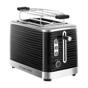 Prajitor de paine Russell Hobbs [pentru 2 felii] Inspire Black cu structura lucioasa de inalta calitate (fante de paine prajita foarte largi, inclusiv accesoriu pentru chifle, 6 niveluri de rumenire + functie de dezghetare si reincalzire) 24371-56 - Img 1