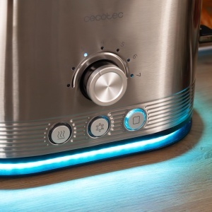 Prajitor de paine vertical din otel inoxidabil Cecotec cu dubluShort Slot Shine&Toast Double. 850W, capacitate pentru 2 felii, fante largi de 3,8 cm, inel usor, 7 niveluri de prajire, bare superioare - Img 9