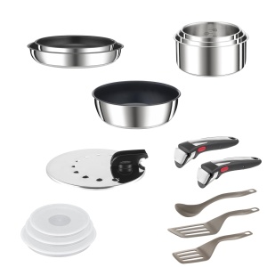 Preferinta Tefal Ingenio pe 15-tlg. Set de vase de gatit, set de oale stivuibile prin inductie, acoperire antiaderenta, semnal termic la temperatura ideala de prajire, potrivit pentru toate tipurile de aragaz, maner universal, L97495 - Img 4