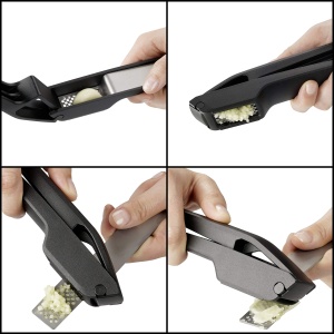 Presa de Usturoi Fackelmann cu Maner Ergonomic, Inox, NegruSilver - Img 4