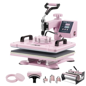 Presa termica multifunctionala VEVOR SJY-H12151M, 1050W, 30x38 cm, roz - Img 10