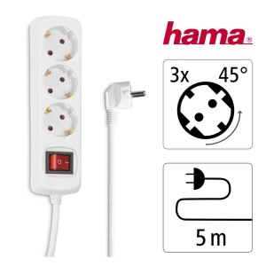 Priza multipla Hama 3-faceri, 5m cablu, cu intrerupator si protectie - Img 2