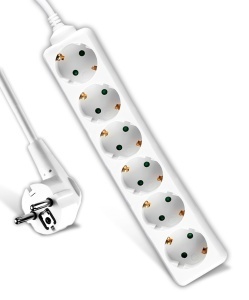 Priza multipla V-TAC 6 socketi 16A cu cablu de 1,5 m, alba