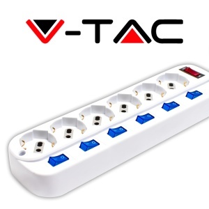 Priza multipla V-TAC cu 6 socketi, 1016 A, 1.5m cablu, culoare alba - Img 8