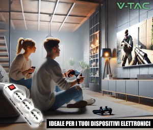 Priza multipla V-TAC cu 9 socketi si cablu de 1.5 m, alba - Img 4