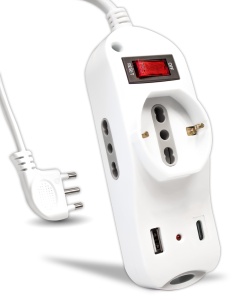 Priza multipla V-TAC cu USB-C Power Delivery 20W, 3 iesiri, 1,5m cablu