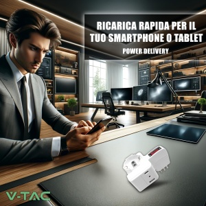 Priza multipla V-TAC cu USB-C Power Delivery 20W si 3 iesiri Schuko - Img 8