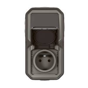Priza si intrerupator Legrand Plexo IP55, 16 A, 250 V, waterproof, gri alb - Img 2