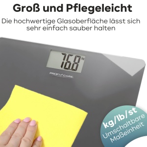 ProfiCare PC-PW 3122 Cantar Digital cu Suprafata din Sticla Gri LCD Display - Img 5