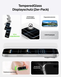 Protectie ecran Belkin TemperedGlass pentru iPhone 18 Pro17 Pro, 2 buc - Img 2