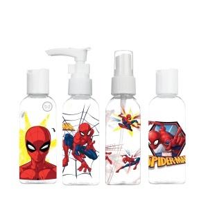 Punga transparenta Spider-Man Marvel pentru cosmetice 4 flacoane incluse - Img 1