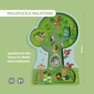 Puzzle din lemn HABA Waldtiere 3D cu 10 piese, pentru copii de la 3 ani - Img 3