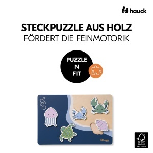 Puzzle din lemn hauck N Fit, pentru copii de la 1 an, cu forme de animale, FSC - Img 2