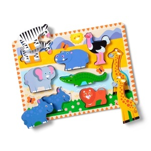 Puzzle din lemn pentru copii Melissa Doug Safari, 8 piese, certificat FSC