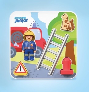 Puzzle din lemn PLAYMOBIL JUNIOR 72088 cu pompier, pisica si accesorii - Img 4