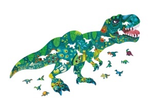 Puzzle Hape Schimmerpuzzle Dinosaurier 200 piese, din carton, pentru copii de 3 ani