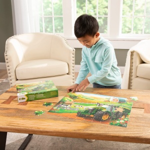Puzzle John Deere 70 piese pentru copii, animale, culori naturale - Img 6