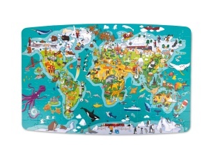 Puzzle si joc Hape 2-in-1 Weltreise harta geografica pentru copii lemn educativ - Img 7