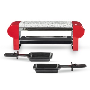 Raclette pentru 2 persoane H.Koenig RP2 cu placa din piatra, 350W, rosu - Img 3