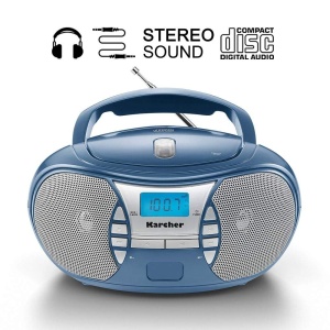 Radio CD portabil Karcher RR 5025-C CD player boombox radio FM functionare cu baterieretea AUX-In albastru - Img 2