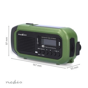 Radio portabil de urgenta Nedis cu DABFM, alimentare solara, verdenegru - Img 3