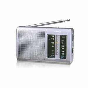 Radio portabil HAEGER GOAL AMFM cu antena telescopica de 32 cm si brat de prindere