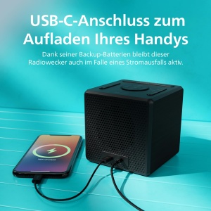 Radioul cu ceas Philips TAR465010, DABFM, afisaj LCD, USB-C, functie duala alarma - Img 6