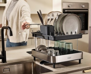 Raft de Abtropire Joseph Joseph Excel - Design 2-stadii, Inox, Capacitate 4 Seturi - Img 2
