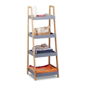 Raft de baie din bambus Relaxdays, 4 rafturi, gri, 98 x 36 x 34,5 cm