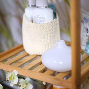 Raft de baie din bambus Relaxdays cu 3 rafturi, 79 x 33 x 33 cm, natural - Img 3