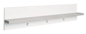 Raft de perete roba cu 3 carlige, 91 cm, albnatural