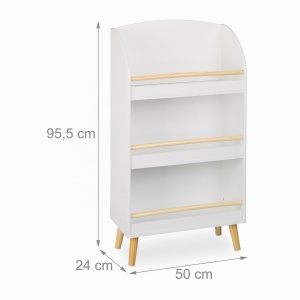 Raft pentru carti copii Relaxdays, 3 rafturi, albnatur, 95,5x50x24 cm - Img 4