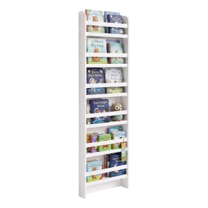 Raft pentru carti copii Relaxdays, 6 compartimente, MDF, alb