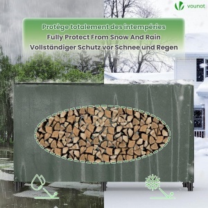 Raft pentru lemne VOUNOT, metal, 200 kg, cu husa impermeabila, 200 x 116 x 36 cm - Img 3