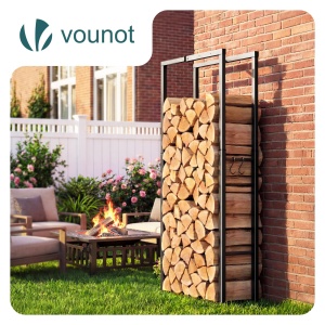 Raft pentru Lemne VOUNOT, Metal, 9 Dimensiuni Reglabile, 4 Haken, Negru - Img 5