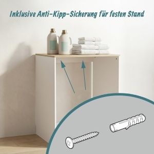 Raft pentru masina de spalat Relaxdays, 88x68x60 cm, albnatur, cu suport pentru detergent - Img 8