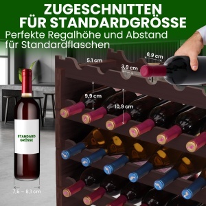 Raft pentru vin NutriChef, 72 sticle, 8 etaje, bambus, negru - Img 4