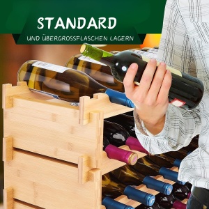 Raft pentru Vin NutriChef din Bambus - 72 Sticle, 4 Etaje, Montaj Fara Unelte - Img 5