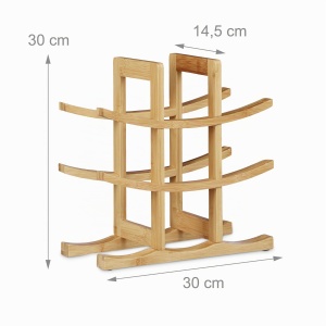 Raft pentru vin Relaxdays din bambus, pentru 9 sticle, design original, natural - Img 3