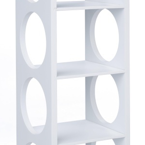 Raft pentru vin Relaxdays, set de 2, capacitate 5 sticle, bambus alb - Img 6