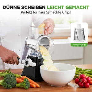 Rasa manuala NutriChef 3-in-1 cu 3 tamburi, neagra - Img 6